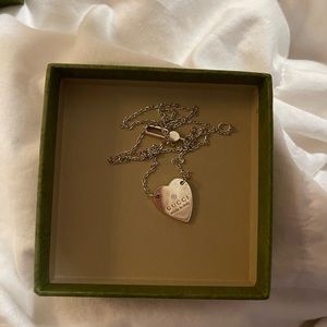 gucci designer silver heart necklace